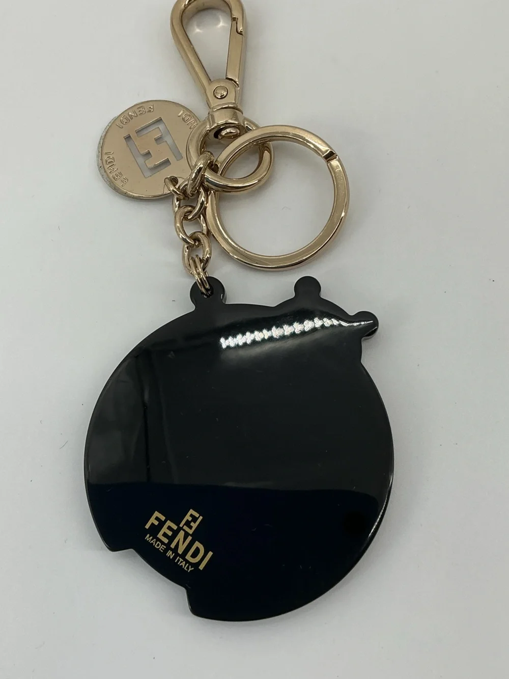 Fendi Ladybug Bug Keychain Bag Charm Red Pink Gold Tone Logo Charm